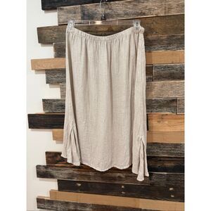 Flax linen skirt elastic waist sz L